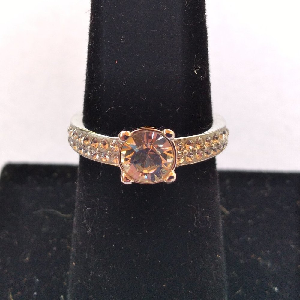 Small Swarovski Crystal Ring, Sterling Silver